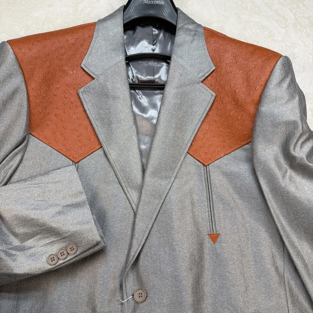 Western Rockabilly‎ Blazer Mens 46 Gray Stagewear Country Western Jacket Vintage